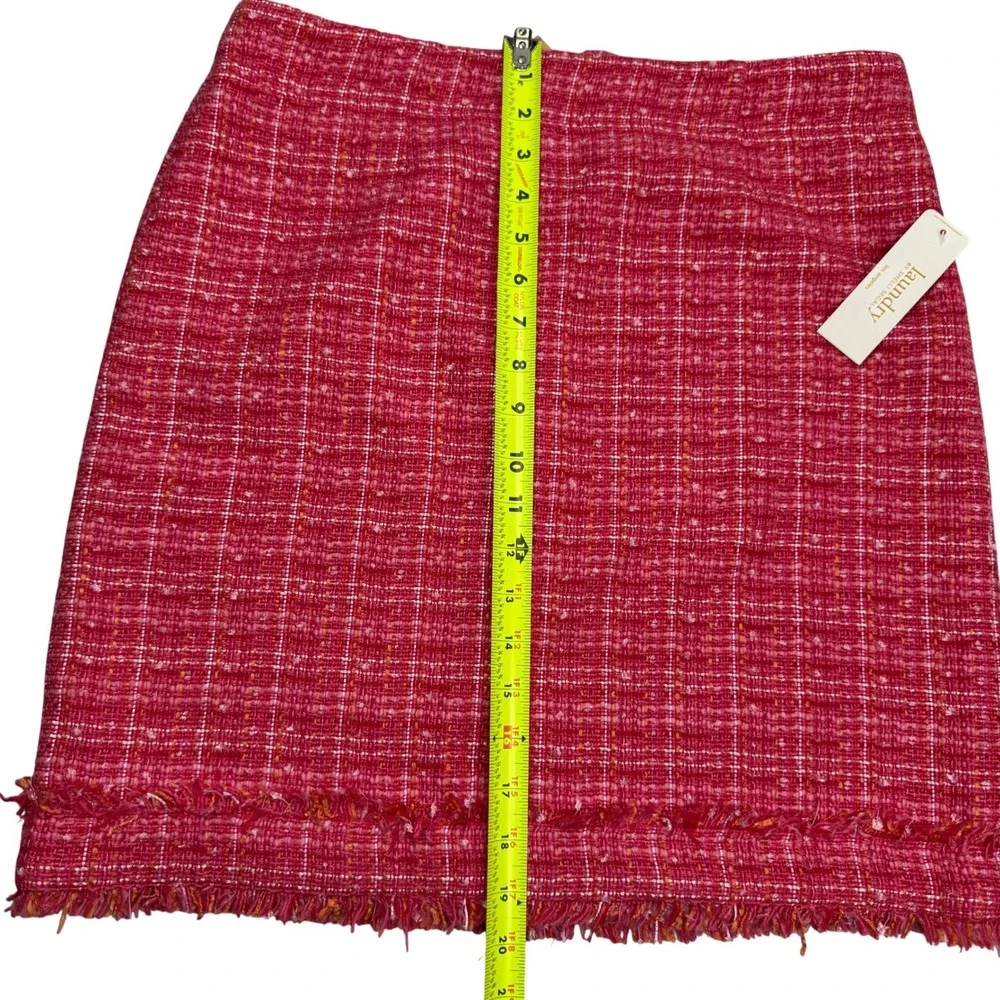 Laundry by‎ Shelli Segal Mini Skirt Womens 10 Pink Tweed Frayed Fringe Lined NWT